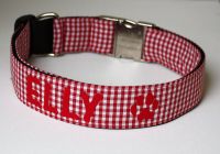 Halsband Vichy rot mit Namen
