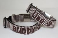 Halsband Vichy sand mit Namen