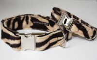 Fellhalsband Zebra braun
